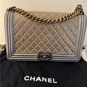 Chanel Silver and Gold Quilted Shoulder Bag